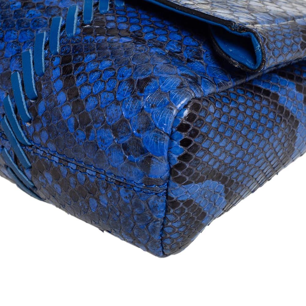 Emilio Pucci Blue Python Fold Over Flap Clutch For Women - Image 11