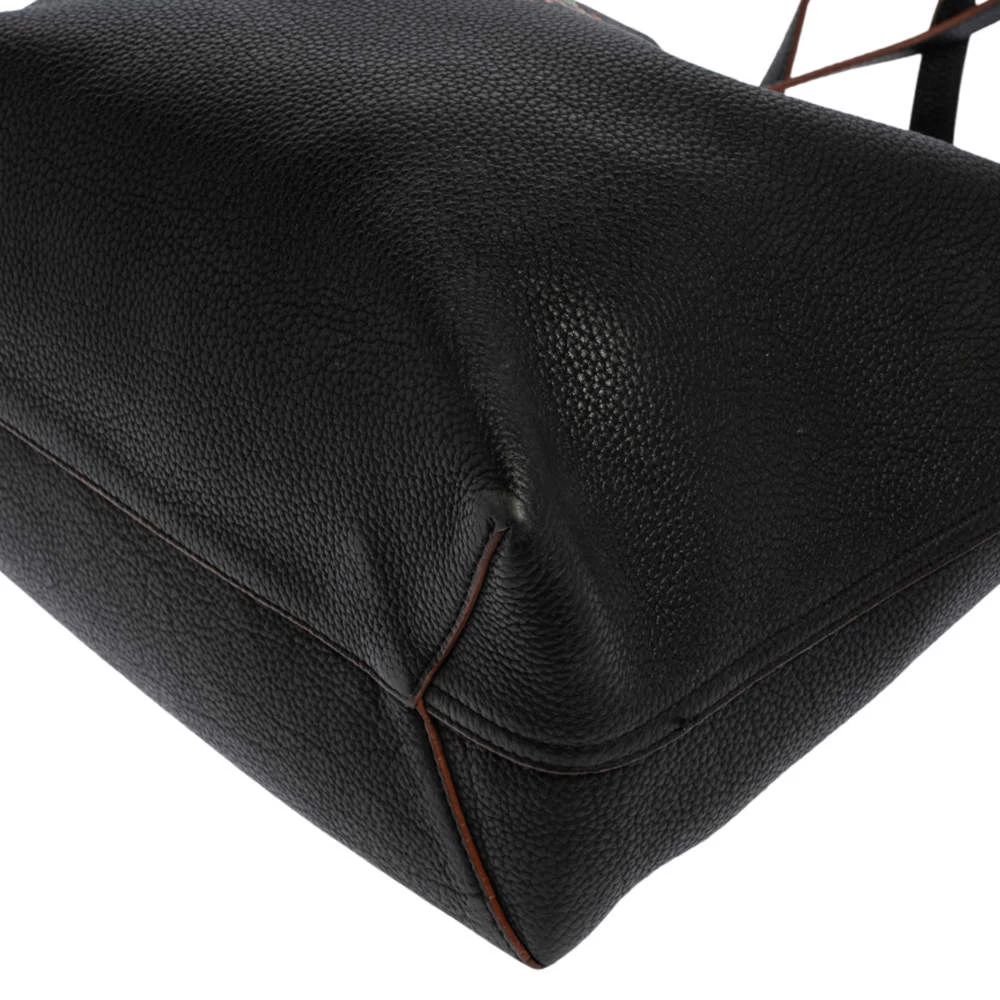 Emilio Pucci Black Grained Leather Printed Shopper Tote For Women - Image 11