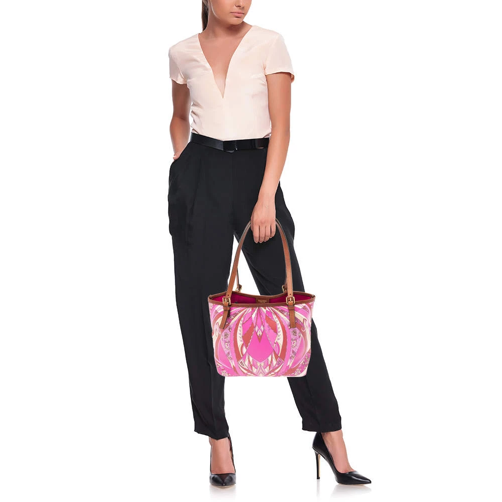 Emilio Pucci Multicolor Printed Coated Canvas And Leather Open Tote For Women - Image 2