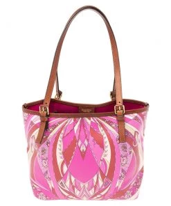 Emilio Pucci Multicolor Printed Coated Canvas And Leather Open Tote For Women