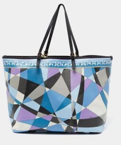 Emilio Pucci Multicolor Printed Coated Canvas And Leather Tote For Women