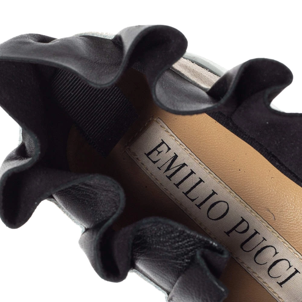 Emilio Pucci Black/White Fabric And Leather City Up Studded Low Top Sneakers Size 38 For Women - Image 8