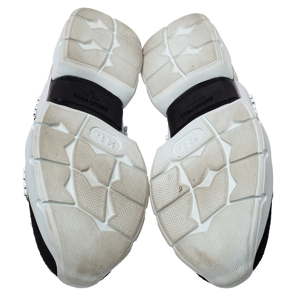 Emilio Pucci Black/White Fabric And Leather City Up Studded Low Top Sneakers Size 38 For Women - Image 6