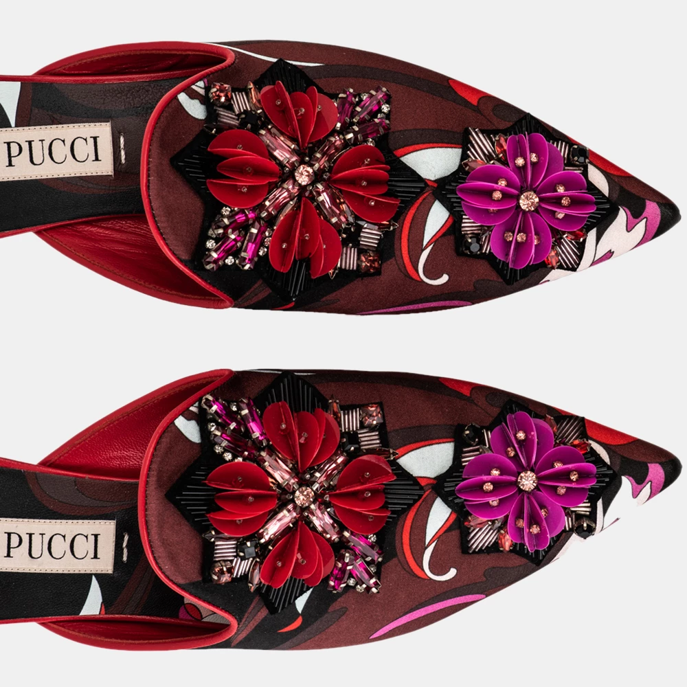 Emilio Pucci Pointed Satin Slippers With Sequins Size EU 38 For Women - Image 3