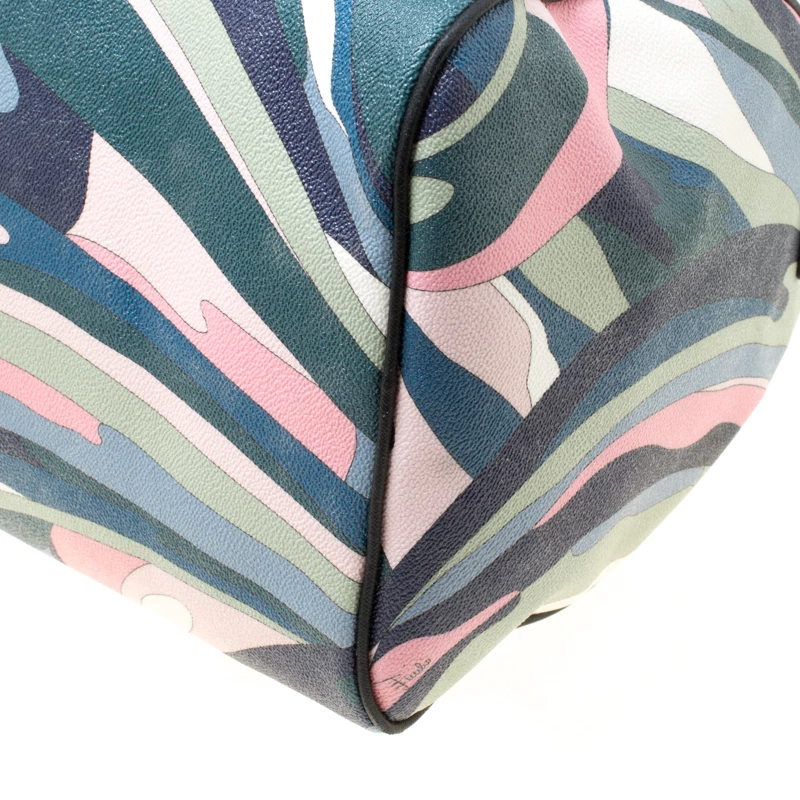 Emilio Pucci Multicolor Printed Coated Canvas Duffel Bag For Women - Image 11