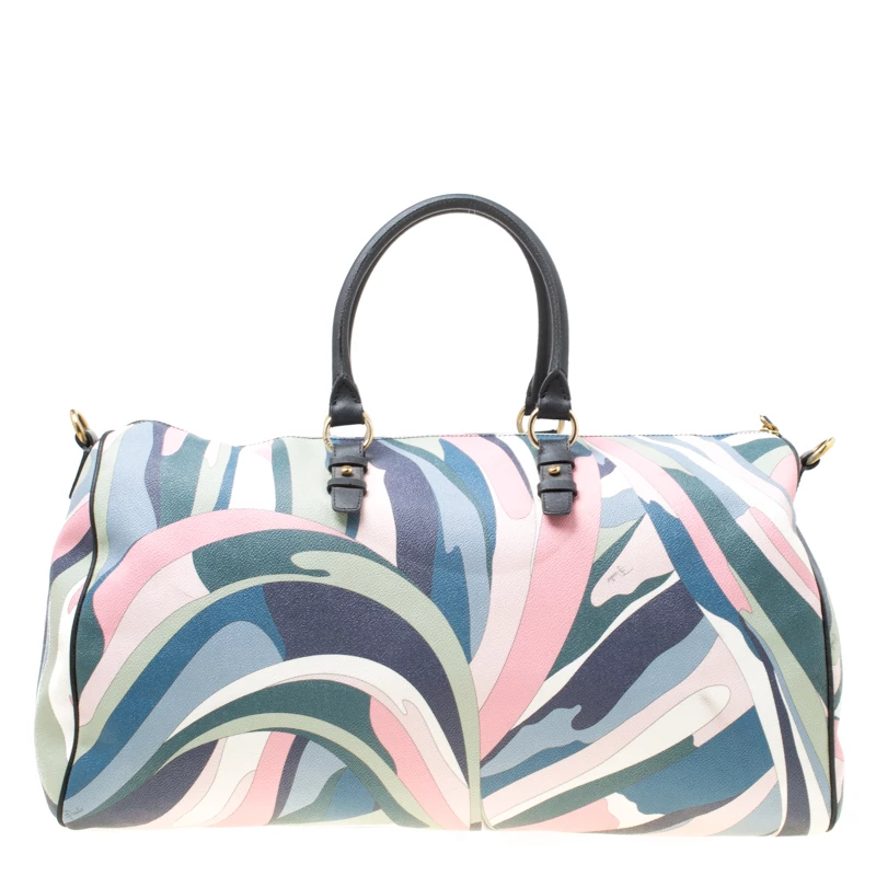 Emilio Pucci Multicolor Printed Coated Canvas Duffel Bag For Women - Image 4