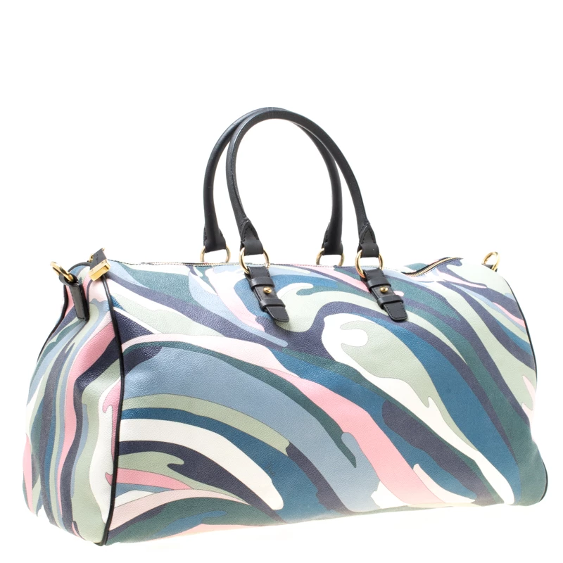 Emilio Pucci Multicolor Printed Coated Canvas Duffel Bag For Women - Image 3