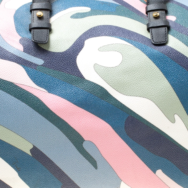 Emilio Pucci Multicolor Printed Coated Canvas Duffel Bag For Women - Image 5