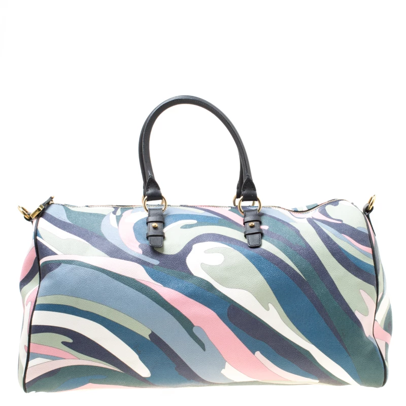 Emilio Pucci Multicolor Printed Coated Canvas Duffel Bag For Women