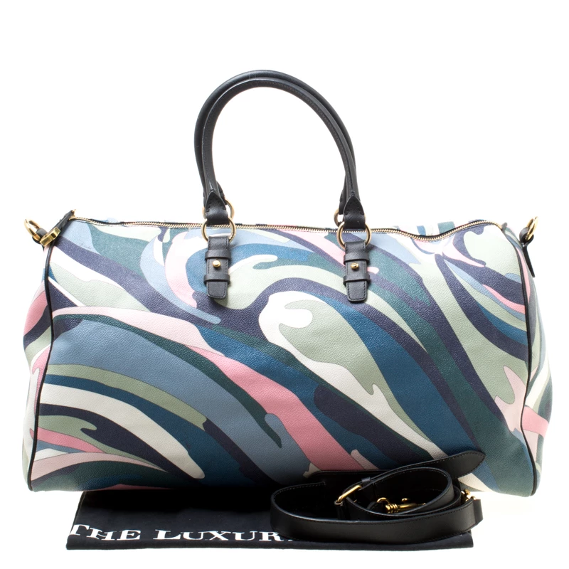 Emilio Pucci Multicolor Printed Coated Canvas Duffel Bag For Women - Image 9